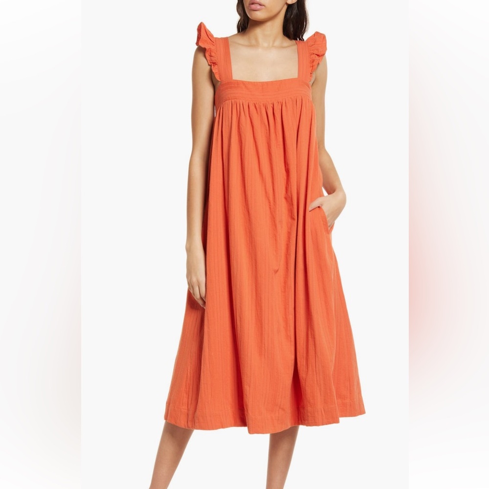 Lost + Wander Miss marmalade cotton midi sundress size XS orange